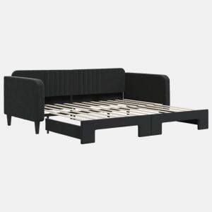 Sofá-cama, Sofá conversível com gavetão 100x200 cm veludo preto