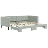 Sofá-cama, Sofá conversível com gavetão 90x190 cm veludo cinzento-claro