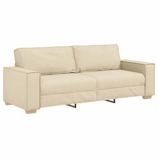 Sofá 3 lugares, Sofá fixo Creme 220 x 78 x 84 cm tecido Sofá 3 lugares, Sofá fixo Creme 220 x 78 x 84 cm tecido
