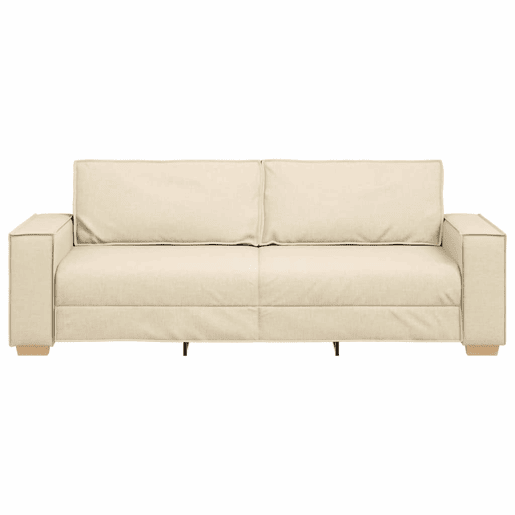 Sofá 3 lugares, Sofá fixo Creme 220 x 78 x 84 cm tecido Sofá 3 lugares, Sofá fixo Creme 220 x 78 x 84 cm tecido