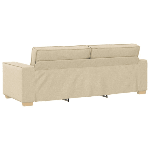 Sofá 3 lugares, Sofá fixo Creme 220 x 78 x 84 cm tecido Sofá 3 lugares, Sofá fixo Creme 220 x 78 x 84 cm tecido