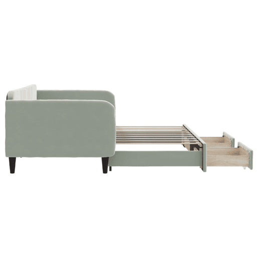 Sofá-cama, Sofá conversível c gavetão e gavetas 90x190 cm veludo cinzento-claro