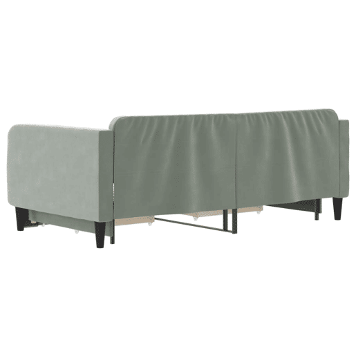 Sofá-cama, Sofá conversível c gavetão e gavetas 90x190 cm veludo cinzento-claro