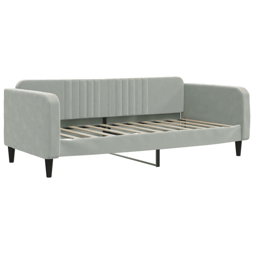 Sofá-cama, Sofá conversível c gavetão e gavetas 90x190 cm veludo cinzento-claro