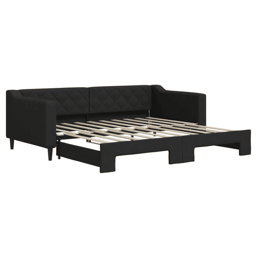 Sofá-cama, Sofá conversível com gavetão 90x190 cm tecido preto