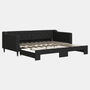 Sofá-cama, Sofá conversível com gavetão 90x190 cm tecido preto