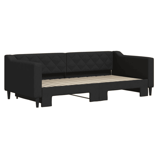 Sofá-cama, Sofá conversível com gavetão 90x190 cm tecido preto