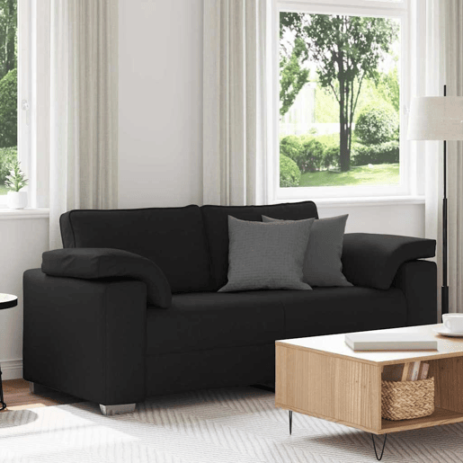 Sofá 3 lugares, Sofá fixo Preto 180 x 77 x 82 cm tecido Sofá 3 lugares, Sofá fixo Preto 180 x 77 x 82 cm tecido