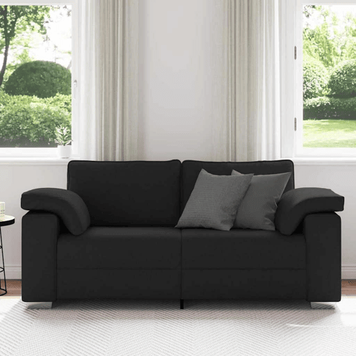 Sofá 3 lugares, Sofá fixo Preto 180 x 77 x 82 cm tecido Sofá 3 lugares, Sofá fixo Preto 180 x 77 x 82 cm tecido