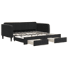 Sofá-cama, Sofá conversível com gavetão e gavetas 90x190 cm veludo preto
