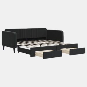 Sofá-cama, Sofá conversível com gavetão e gavetas 90x190 cm veludo preto