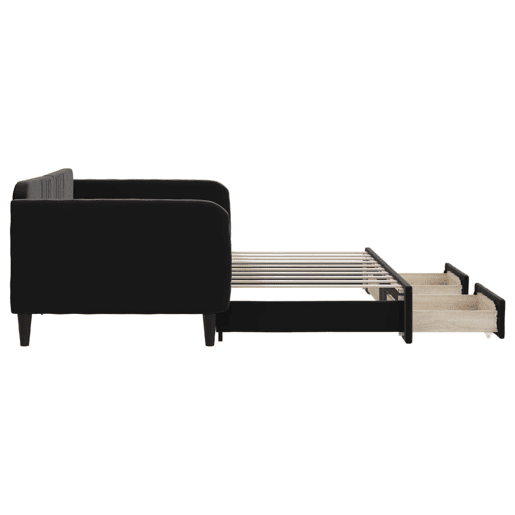 Sofá-cama, Sofá conversível com gavetão e gavetas 90x190 cm veludo preto Sofá-cama, Sofá conversível com gavetão e gavetas 90x190 cm veludo preto