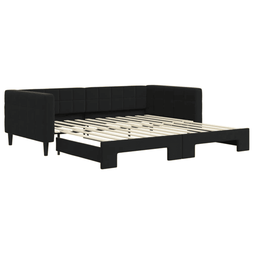 Sofá-cama, Sofá conversível com gavetão 100x200 cm veludo preto Sofá-cama, Sofá conversível com gavetão 100x200 cm veludo preto