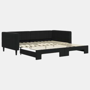 Sofá-cama, Sofá conversível com gavetão 100x200 cm veludo preto
