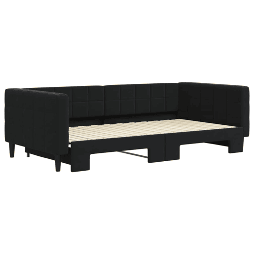 Sofá-cama, Sofá conversível com gavetão 100x200 cm veludo preto Sofá-cama, Sofá conversível com gavetão 100x200 cm veludo preto