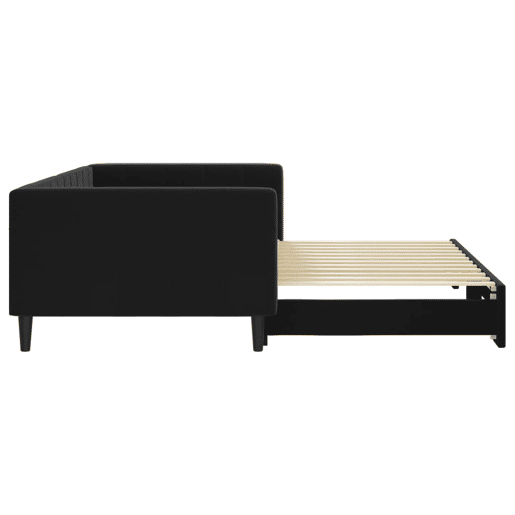 Sofá-cama, Sofá conversível com gavetão 100x200 cm veludo preto Sofá-cama, Sofá conversível com gavetão 100x200 cm veludo preto