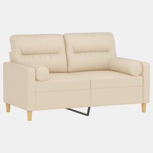 Sofá 2 lugares, Sofá fixo + almofadas decorativas 120 cm tecido cor creme