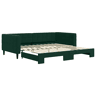 Sofá-cama, Sofá conversível com gavetão 100x200 cm veludo verde-escuro