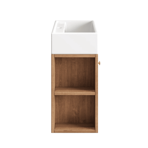 Móvel de casa de banho 55 cm - Lavatório com móvel suspenso, pequeno para casa de banho de hóspedes - Castanho