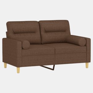 Sofá 2 lugares, Sofá fixo + almofadas decorativas 120 cm tecido castanho