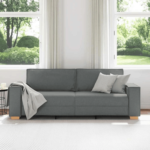 Sofá de 3 lugares - Sofá fixo cinza escuro 180 cm tecido