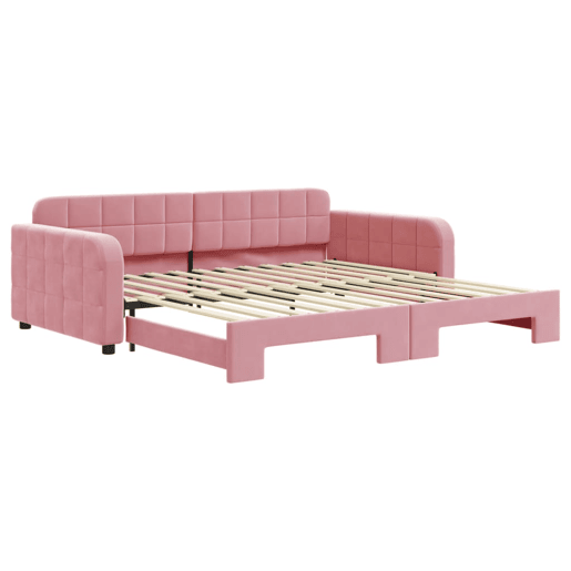 Sofá-cama, Sofá conversível com gavetão 100x200 cm veludo rosa