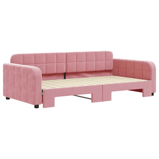 Sofá-cama, Sofá conversível com gavetão 100x200 cm veludo rosa