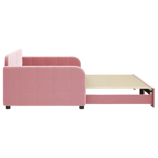Sofá-cama, Sofá conversível com gavetão 100x200 cm veludo rosa