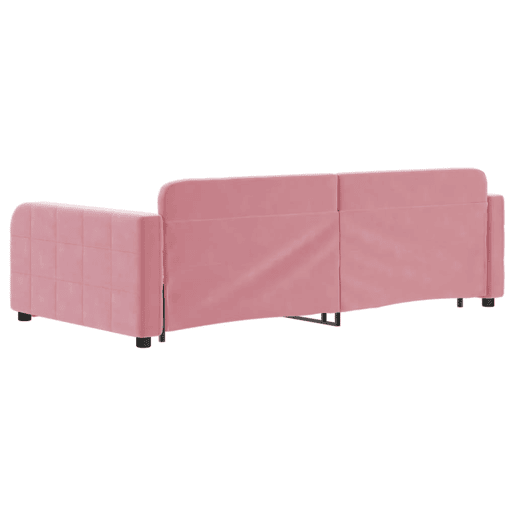Sofá-cama, Sofá conversível com gavetão 100x200 cm veludo rosa