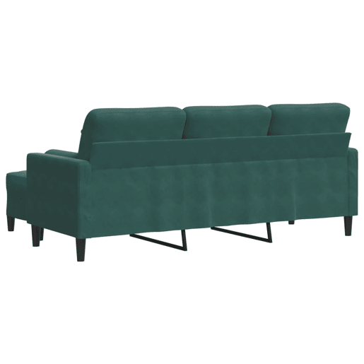 Sofá de 3 lugares - Sofá fixo com apoio de pés 180 cm veludo verde-escuro