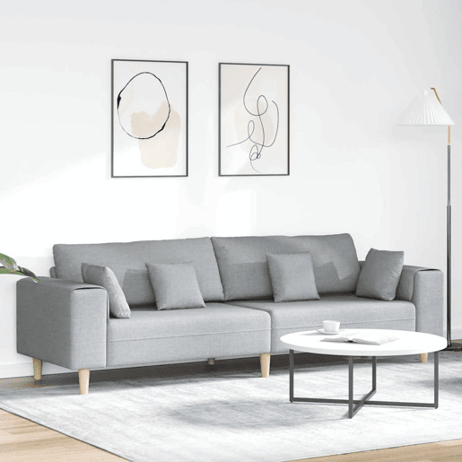 Sofá de Tecido com almofada Cinzento-claro 208 cm tecido Sofá de Tecido com almofada Cinzento-claro 208 cm tecido