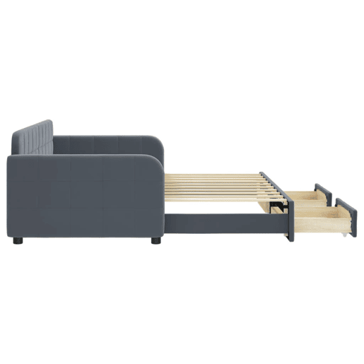 Sofá-cama, Sofá conversível c gavetão e gavetas 90x190 cm veludo cinzento-escuro Sofá-cama, Sofá conversível c gavetão e gavetas 90x190 cm veludo cinzento-escuro