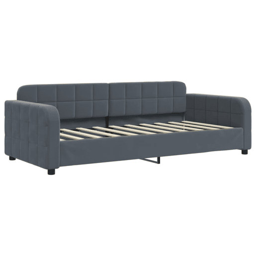 Sofá-cama, Sofá conversível c gavetão e gavetas 90x190 cm veludo cinzento-escuro Sofá-cama, Sofá conversível c gavetão e gavetas 90x190 cm veludo cinzento-escuro