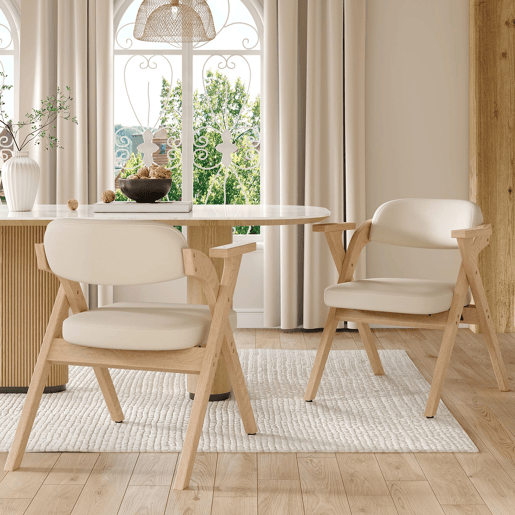 Cadeiras dobráveis para sala de jantar, 2 unidades - madeira maciça, confortáveis, respiráveis, modernas - bege