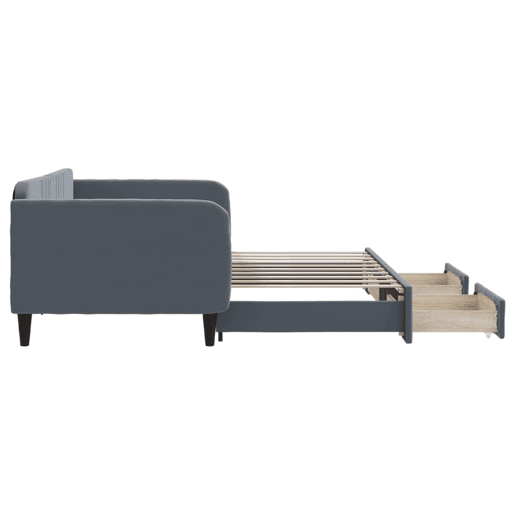 Sofá-cama, Sofá conversível c gavetão e gavetas 90x190 cm veludo cinzento-escuro