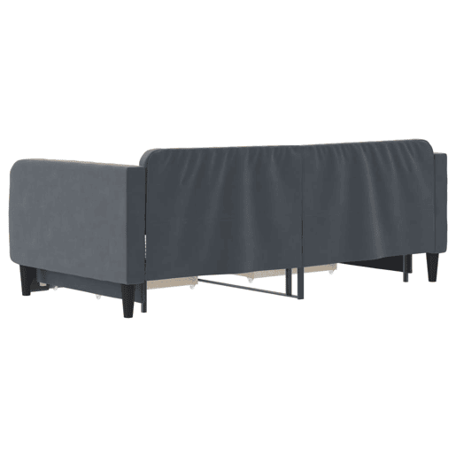 Sofá-cama, Sofá conversível c gavetão e gavetas 90x190 cm veludo cinzento-escuro