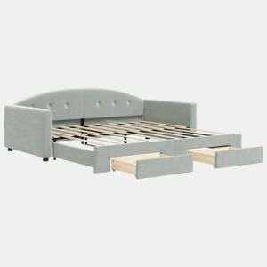 Sofá-cama, Sofá conversível c gavetão e gavetas 90x190 cm veludo cinzento-claro