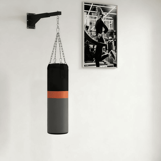 SPORTNOW Suporte para Saco de Boxe de Parede com Distância Ajustável de 45-65 cm Gancho Giratório de 360° e Correntes para Treino em Ginásio e Casa Carga 60 kg Preto