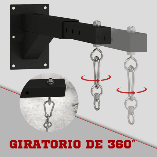 SPORTNOW Suporte para Saco de Boxe de Parede com Distância Ajustável de 45-65 cm Gancho Giratório de 360° e Correntes para Treino em Ginásio e Casa Carga 60 kg Preto