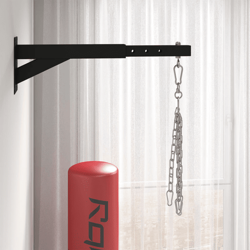 SPORTNOW Suporte para Saco de Boxe de Parede com Distância Ajustável de 45-65 cm Gancho Giratório de 360° e Correntes para Treino em Ginásio e Casa Carga 60 kg Preto