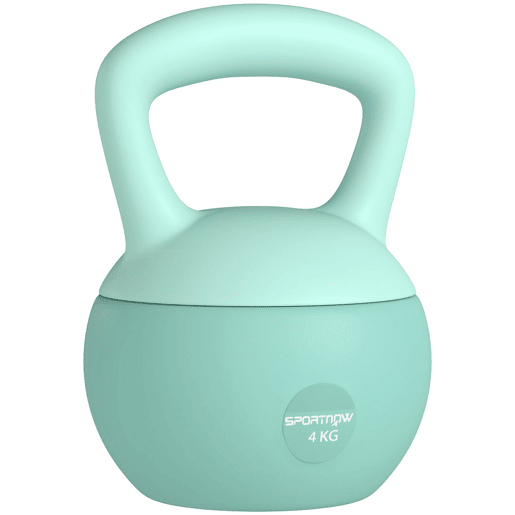 SPORTNOW Kettlebell de 4 kg Pesa Russa Preenchida de Areia Metálica e Alça Antiderrapante para Treino de Musculação em Casa Ginásio 19x15x28 cm Verde
