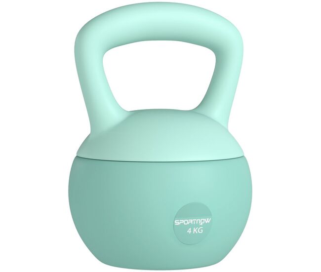 Sportnow pesa rusa 4 kg, soft kettlebell relleno de arena metálica y mango antideslizante, para entrenamiento culturismo en casa, gimnasio, verde