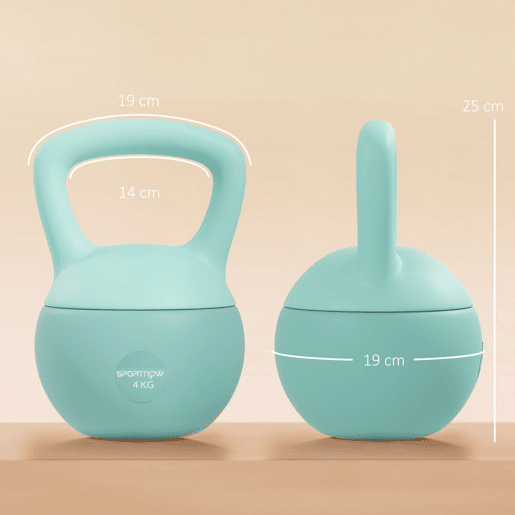 SPORTNOW Kettlebell de 4 kg Pesa Russa Preenchida de Areia Metálica e Alça Antiderrapante para Treino de Musculação em Casa Ginásio 19x15x28 cm Verde