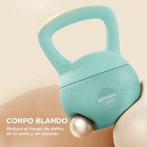 SPORTNOW Kettlebell de 4 kg Pesa Russa Preenchida de Areia Metálica e Alça Antiderrapante para Treino de Musculação em Casa Ginásio 19x15x28 cm Verde