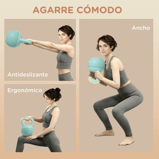 SPORTNOW Kettlebell de 4 kg Pesa Russa Preenchida de Areia Metálica e Alça Antiderrapante para Treino de Musculação em Casa Ginásio 19x15x28 cm Verde