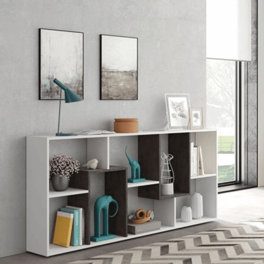Estante Kawa em branco artik e óxido 180x80x25 cm Estante Kawa em branco artik e óxido 180x80x25 cm