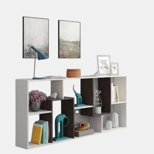 Estante Kawa em branco artik e óxido 180x80x25 cm