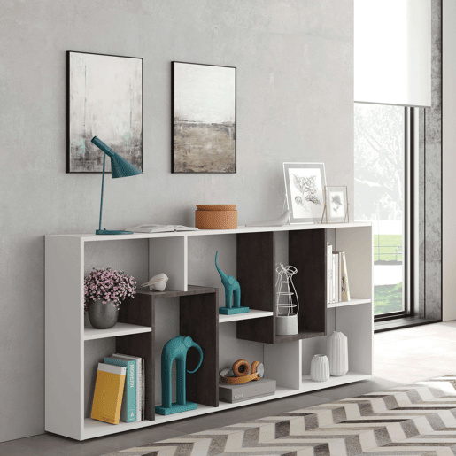 Estante Kawa em branco artik e óxido 180x80x25 cm Estante Kawa em branco artik e óxido 180x80x25 cm