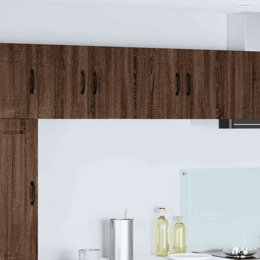 Lote de 2 Armários de cozinha suspendidos - Cozinha modular Colgantes com porta Carvalho Marrom