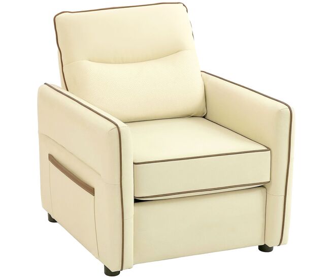 Homcom butaca de salón, sillón relax moderno, 80x81x90 cm, tapizada en cuero sintético, acolchado grueso, asiento ancho, reposabrazos y bolsillo